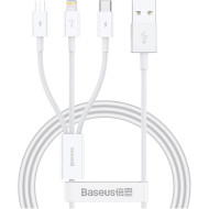 Кабель BASEUS Superior Series Fast Charging Data Cable USB to M+L+C 3.5A 1м White (P10320105221-00)