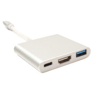 Порт-реплікатор POWERPLANT USB-C to 1xHDMI, 1xUSB3.0, PD (KD00AS1306)