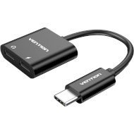 Адаптер VENTION Type-C Male to Dual Type-C Female Audio Adapter with Power Supply USB-C Black (CFMBA)