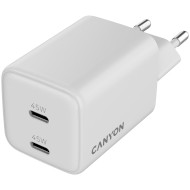 Зарядний пристрій CANYON CUW45CC GaN 2xUSB-C, 45W White (CNS-CUW45CC)