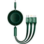 Кабель BASEUS Bright Mirror 2 Retractable 3-in-1 Fast Charging Data Cable Type-C to M+L+C 100W 1.1м Green (CAMJ010206)