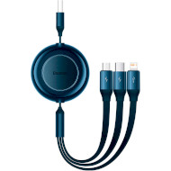 Кабель BASEUS Bright Mirror 2 Retractable 3-in-1 Fast Charging Data Cable USB to M+L+C 3.5A 1.1м Blue (CAMJ010003)