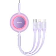 Кабель BASEUS Bright Mirror 2 Retractable 3-in-1 Fast Charging Data Cable Type-C to M+L+C 100W 1.1м Purple (CAMJ010205)