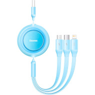 Кабель BASEUS Bright Mirror 2 Retractable 3-in-1 Fast Charging Data Cable USB to M+L+C 3.5A 1.1м Sky Blue (CAMJ010017)