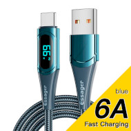 Кабель ESSAGER LED Digital Display Fast Charging Data Cable 6A USB-A to Type-C 1м Blue (ES-XCT-YD03)