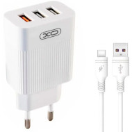 Зарядний пристрій XO L72 3xUSB-A, QC3.0, 18W White w/Type-C cable (L72-TC-WH)