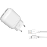 Зарядний пристрій XO L78 2xUSB-A, 2.4A White w/Micro-USB cable (L78-M-WH)