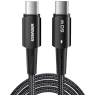 Кабель ESSAGER PD60W Fast Charge Data Cable Type-C to Type-C 1м Black (EXCTT2-CG03)