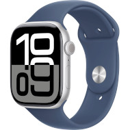 Смарт-годинник APPLE Watch Series 10 GPS 46mm Silver Aluminum Case with Denim Sport Band S/M (MWWL3QH/A)