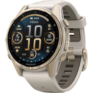 Смарт-годинник GARMIN Fenix 8 Sapphire 43mm Soft Gold with Fog Gray/Dark Sandstone Silicone Band (010-02903-11)