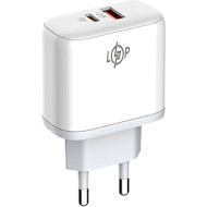 Зарядний пристрій LOGICPOWER 45WCH 1xUSB-A, 1xUSB-C, 45W White w/Type-C to Type-C cable