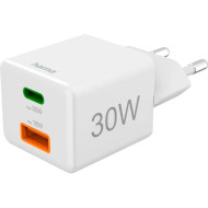 Зарядное устройство HAMA Mini 1xUSB-C, 1xUSB-A, QC3.0, PD, 30W White (00201992)