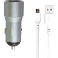 Автомобильное зарядное устройство XO TZ09 2xUSB-A, 2.4A Car Charger Gray w/Micro-USB cable (XO-TZ09M-GR)