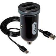 Автомобильное зарядное устройство XO TZ08 2xUSB-A, 2.1A Car Charger Black w/Micro-USB cable (TZ08-M-BK)