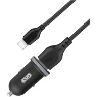 Автомобильное зарядное устройство XO TZ08 2xUSB-A, 2.1A Car Charger Black w/Type-C cable (TZ08-TC-BK)