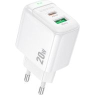 Зарядное устройство BOROFONE BAS44A Potential 1xUSB-A, 1xUSB-C, PD20W, QC3.0 White