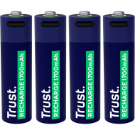 Аккумулятор TRUST AA 1700mAh 3.7V, USB-C зарядка 4шт/уп