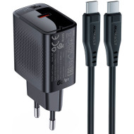 Зарядное устройство ACEFAST A82 Fast Charge Wall Charger GaN PD20W (1xUSB-C) Black w/Type-C cable