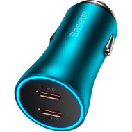 Автомобільний зарядний пристрій BASEUS Golden Contactor Pro Dual Fast Charger Car Charger C+C 40W Blue (CGJP000003)