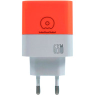 Зарядний пристрій WUW C215 1xUSB-A, 2xUSB-C, PD65W, QC3.0, GaN Orange/White