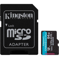 Карта памяти KINGSTON microSDXC Canvas Go! Plus 64GB UHS-I U3 V30 A2 Class 10 + SD-adapter (SDCG4/64GB)