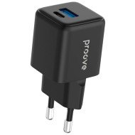 Зарядное устройство PROOVE Pocket GaN Plus 25W 1xUSB-C, 1xUSB-A, PD3.0, QC4.0 Black