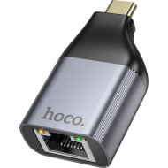 Мережевий адаптер HOCO UA35 Portable OTG Ethernet Adapter Metal Gray