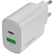 Зарядное устройство CANYON OnCharge 250 1xUSB-A, 1xUSB-C, 25W White (CNE-CHA250-21)