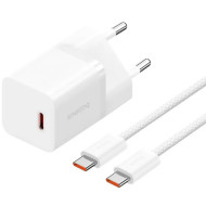 Зарядний пристрій BASEUS GaN5 Fast Charger Mini 1C 30W Moon White w/Type-C cable (P10110902213-00)