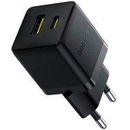 Зарядний пристрій BASEUS Palm Fast Charger C+U 30W EU Cluster Black (P1011160A113-00)