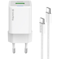 Зарядний пристрій COLORWAY GaN Mini 35W 1xUSB-A, 1xUSB-C Fast Charging White w/Type-C cable (CW-CHS055PDC-WT)