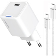 Зарядний пристрій COLORWAY GaN Mini 25W 1xUSB-C Fast Charging White w/Type-C cable (CW-CHS052PDC-WT)