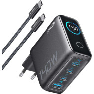 Зарядное устройство ANKER Laptop GaN Charger 140W, 1xUSB-A, 3xUSB-C, PD3.1 Black w/Type-C cable (B2697GZ1)