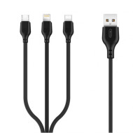 Кабель XO NB103 3-in-1 USB-A to Micro-USB/Type-C/Lightning 1м Black