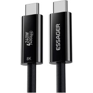 Кабель ESSAGER PD240W Type-C Fast Charging Cable USB4.0 1м Black (EXCTT4-PL01-P)