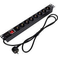 Блок розеток TRINIX 19", 1U, 8xSchuko, 16А, с выключателем, 1.8м