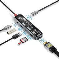 Порт-репликатор PROMATE TransHub-Lite 7-in-1 Transparent Multiport Slim USB-C Hub with 100W Power Delivery