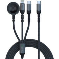 Кабель PROMATE iCharge-Trio USC to Lightning/USB-C/Apple Watch Charger 1.5м Black