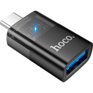 Адаптер OTG HOCO UA36B Type-C Male to USB-A Female OTG Transparent Adapter Black