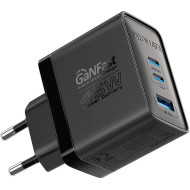 Зарядний пристрій PROMATE PowerPort-45 1xUSB-A, 2xUSB-C, QC3.0, PD3.0, 45W GaNFast Black