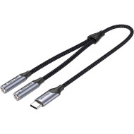 Кабель VENTION TRS Audio & Mic Jack Splitter Cable USB-C to 3.5mm 0.3м Black (BGPHY)