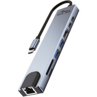 Порт-репликатор MEDIA-TECH 8-in-1 Giga LAN Hub MT5046