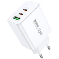 Зарядное устройство REMAX RP-U123 Kiddy Series 1xUSB-A, 2xUSB-C, PD40W, QC4.0 White