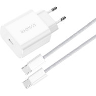 Зарядное устройство ESSAGER Vanjane 20W 1xUSB-C, PD3.0, QC3.0 Travel Charger White w/Type-C cable (EFJB02-JSTT2-T)