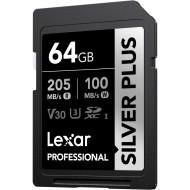 Карта памяти LEXAR SDXC Professional Silver Plus 64GB UHS-I U3 V30 Class 10 (LSDSIPL064G-BNNNG)