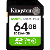 Карта пам'яті KINGSTON SDXC Canvas Select Plus 64GB UHS-I V10 A1 Class 10 (SDS3/64GB)