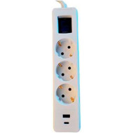 Сетевой фильтр 2E 2E-SP315M3USBWH White, 3 розетки, 1xUSB-C, 1xUSB, 3м