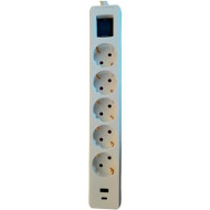 Сетевой фильтр 2E 2E-SP515M3USBWH White, 5 розеток, 1xUSB-C, 1xUSB, 3м