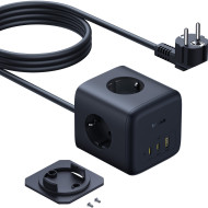 Сетевой фильтр BASEUS EnerFill FA11 6-in-1 Charging Station 67W Black, 3 розетки, 2xUSB-C, 1xUSB, 1.5м