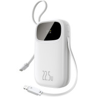 Повербанк BASEUS EnerFill FC31 QPow3 Digital Display with 2 Built-in Cables 22.5W 20000mAh Moon White (P10082107213-00)